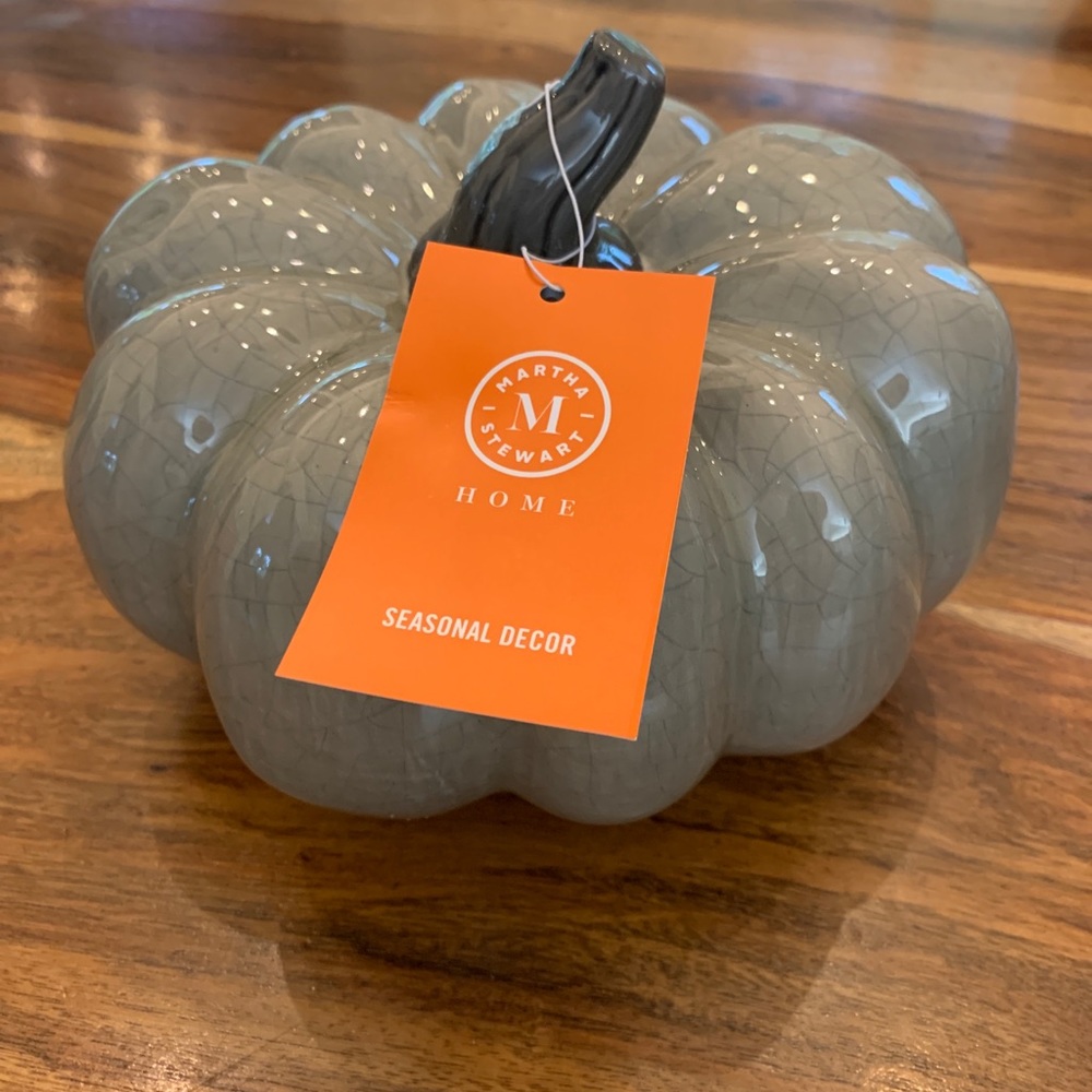 Martha Stewart Pumpkin Gray Glass Pumpkin Fall